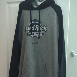 Hard Rock Cafe Gray and Black Men's Hoodie